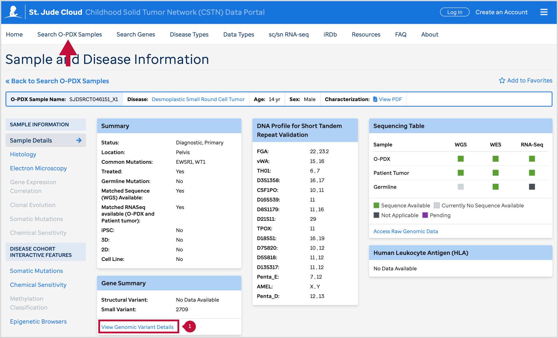 Access sample gene heatmap - Screenshot